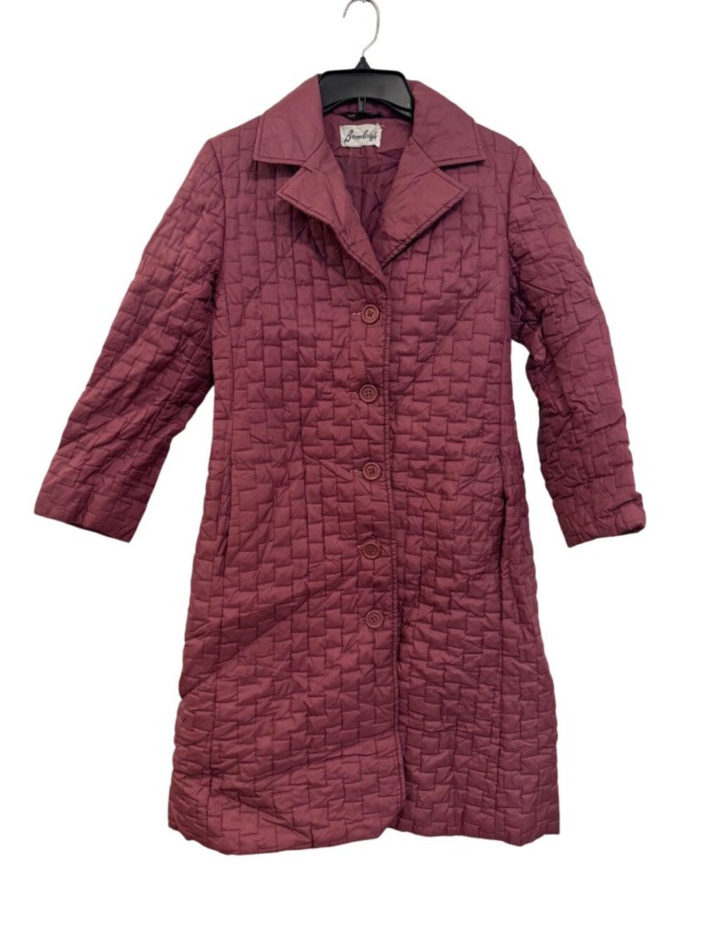 Vitnage Bromleigh Quilted Burgundy Button-Up Coat With Collar - Womens Medium